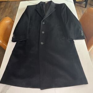 ProntoModa Italy Cashmere Harvard Long Coat Men's 44R Black Topcoat Lined NWOT